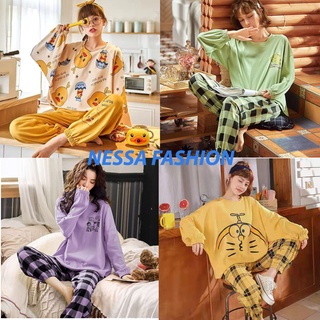 Bộ Đồ Ngủ Nữ Mặc Nhà Vải Co Giãn 4 Chiều Quần Áo Dài Tay Dày Pijama Váy Ở Nhà Mùa Xuân Thu Đông Dễ Thương Kute BĐN52
