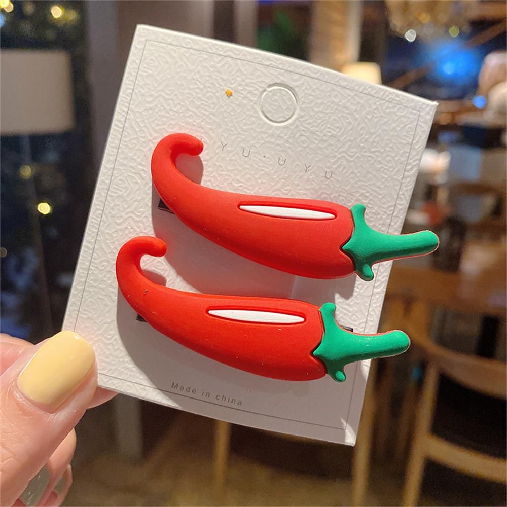 1 cặp kẹp tóc nhiều màu sắc họa tiết rau củ dễ thương cho nữ