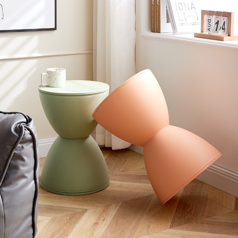 Wyoming060 Đồng hồ cát Định hình Ghế đẩu Nhựa Hiện đại Đơn giản Phong cách Bắc Âu tròn gia đình cho phòng tắm phù hợp với