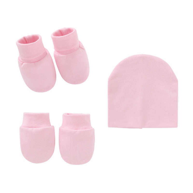 Bộ Găng Tay + Mũ + Vớ + Vớ Bảo Vệ Mặt Chống Trầy Xước Bằng Cotton Dệt Kim Cho Bé Sơ Sinh