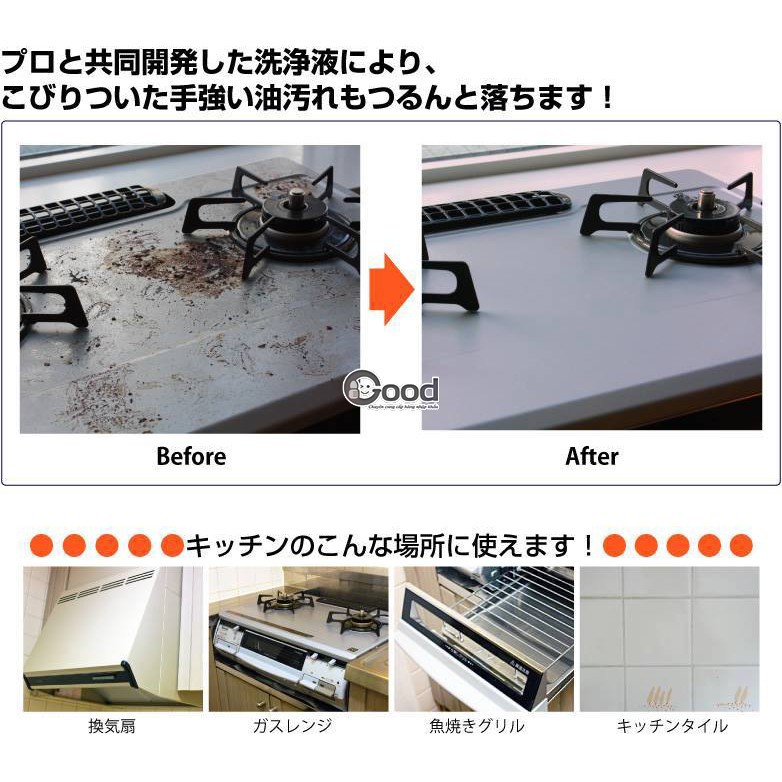 Xịt Tẩy Mảng Bám Dầu Mỡ, Máy Hút Mùi, Quạt Thông Gió,vệ sinh bếp Rinrei Nhật Bản - Hàng Nhật nội địa