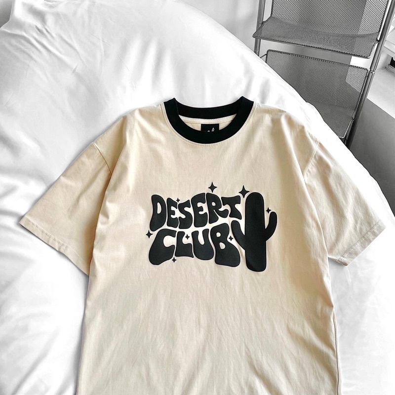 Áo thun tay lỡ nam nữ,thiết kế in nổi chữ Desert