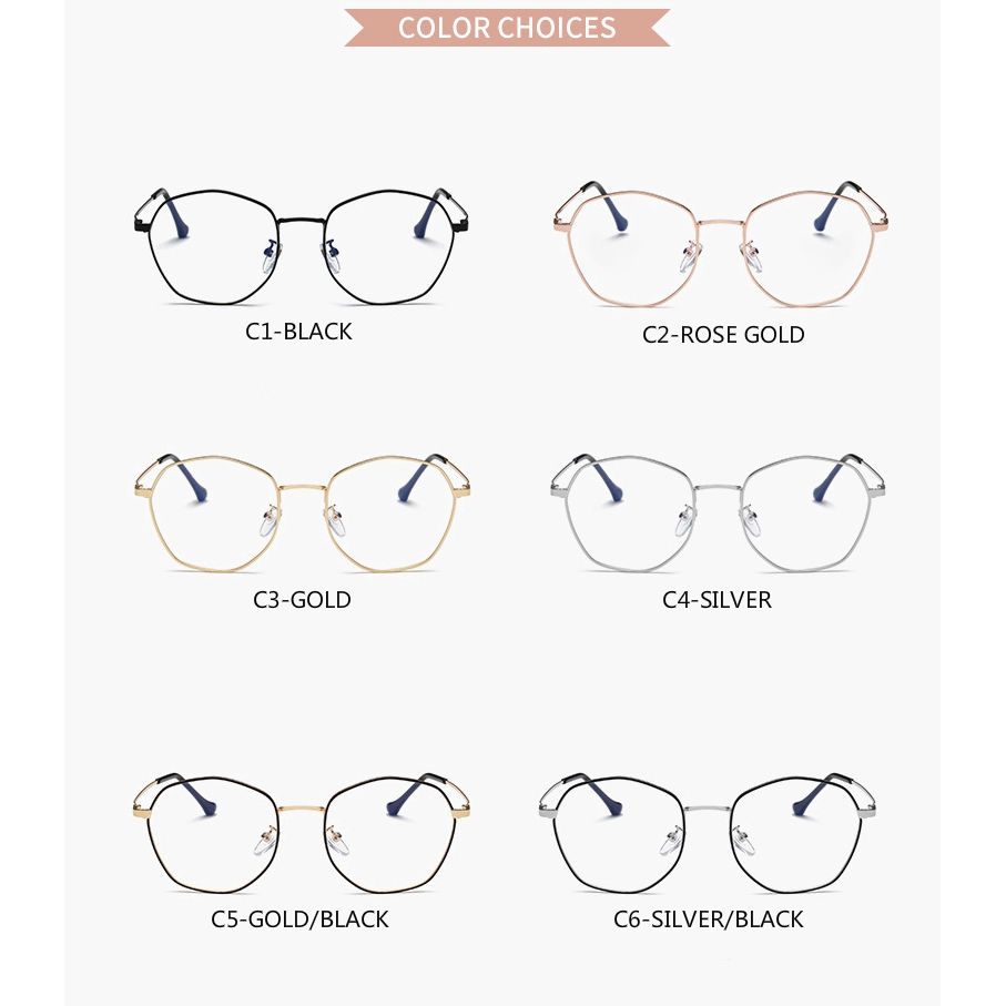 Kính mắt kim loại hình đa giác thời trang retro