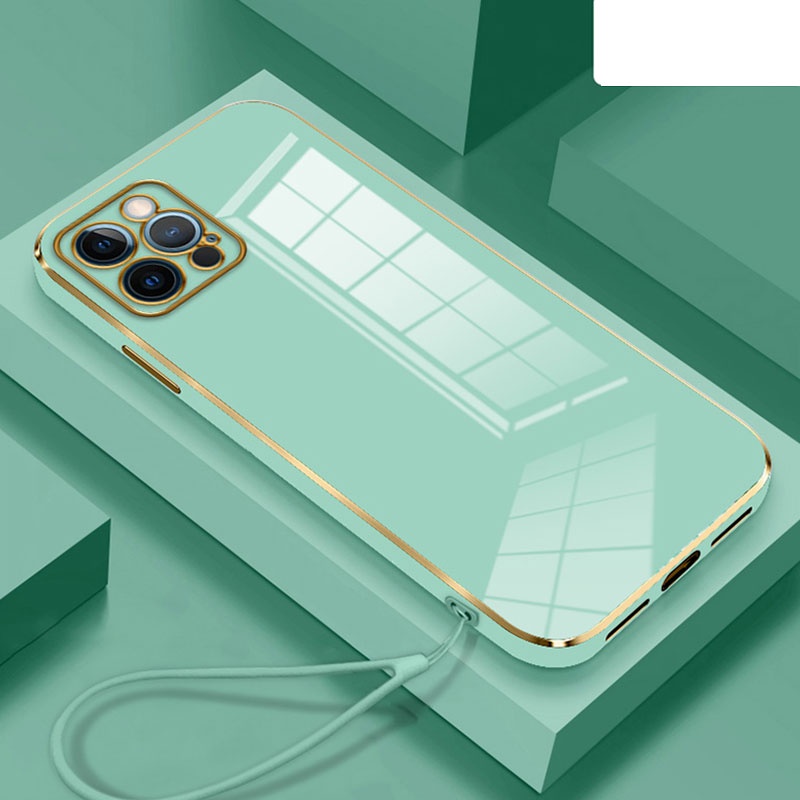 Ốp Điện Thoại Silicon Mềm Mạ Viền Kèm Dây Đeo Dành Cho iPhone 14 Pro Max 13 12 11 X XS XR 7 8 6 6S Plus SE2 SE3