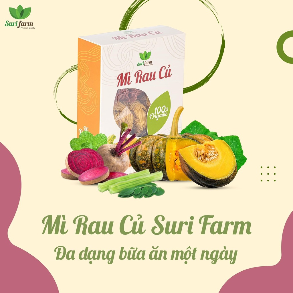 Mì Rau Củ Hữu Cơ SuriFarm⚡FREESHIP⚡Ăn Kiêng.Giảm Cân. Bé Ăn Dặm.Giàu Chất Xơ