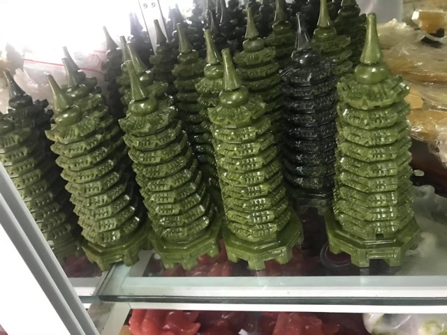 Tháp Văn Xương đá 9 tầng 20cm Xanh Ngọc