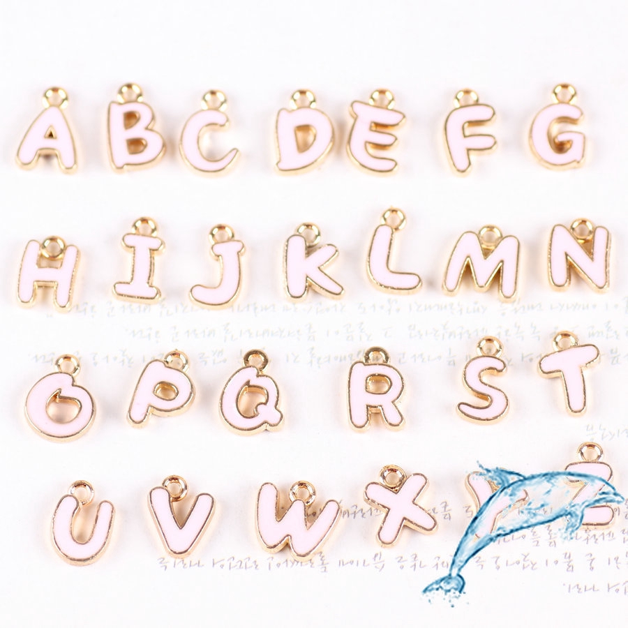 Mặt Dây Chuyền / Khuyên Tai / Vòng Tay / Dây Chuyền Handmade diy Bằng Hợp Kim In Chữ Tiếng Anh Khô Dầu Màu Hồng