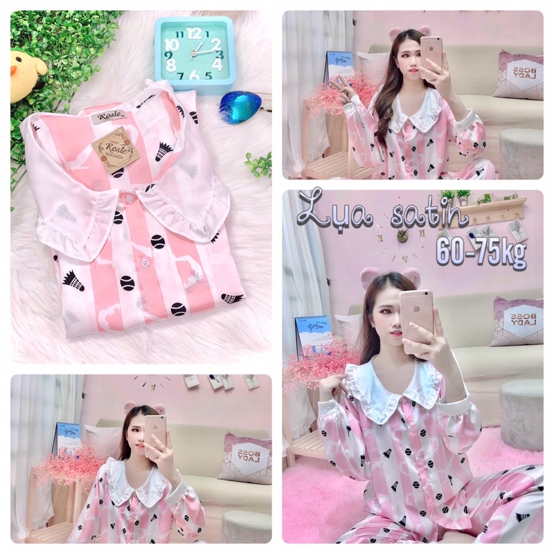 (SIÊU RẺ) Bộ pijama lụa nơ BIGSIZE dài 60-75kg