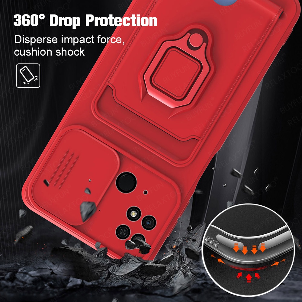 For Xiaomi Redme 10C Case Plus Camera Silicone Coque Redmi10C Redmy 10 C 6.71" Car Magnetic Holder Stand Card Wallet Back Cover