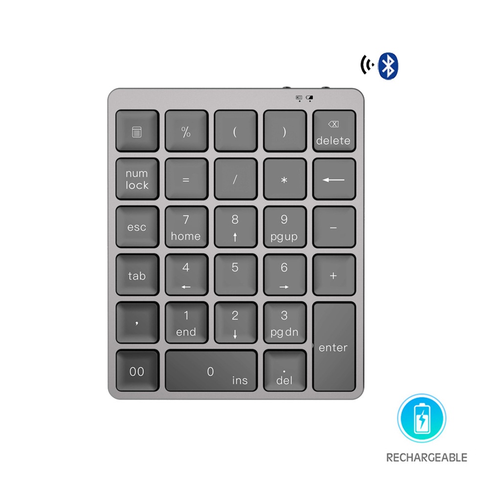 Bàn Phím Số 28 Phím Bluetooth Không Dây Bằng Hợp Kim Nhôm Siêu Mỏng Cho Laptop / Máy Tính Bảng / Điện Thoại