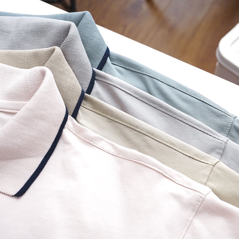 Áo thun nam polo có cổ co giãn màu pastel Bigsize < 125kg