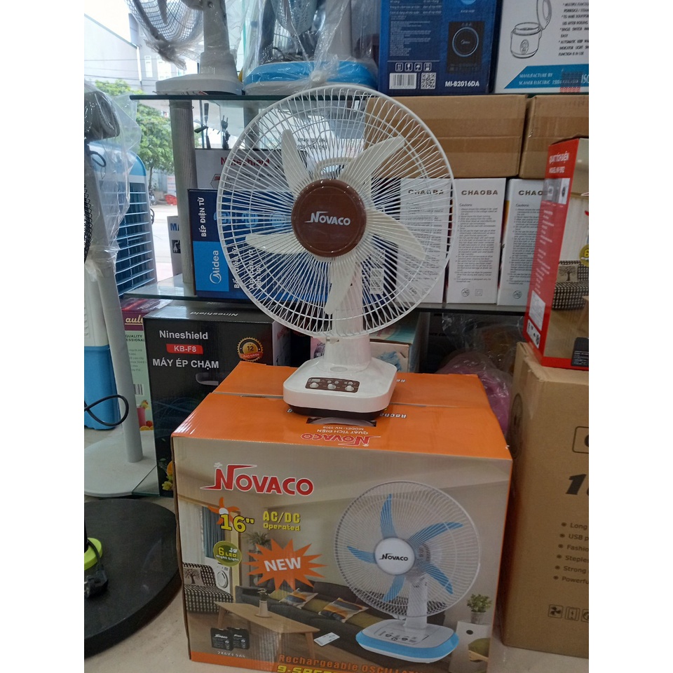 Quạt Tích NOVACO Chính Hãng Bảo Hành 6 Tháng, Chạy Liên Tục 8h, Có Đèn Led - Tặng Kèm Dây Sạc Ắc Quy