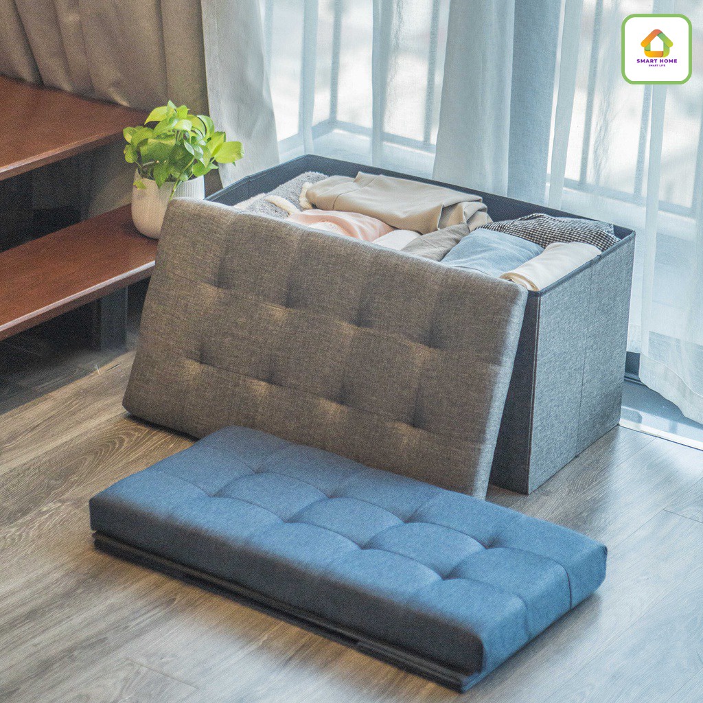 Hộp đựng đồ kiêm ghế ngồi, ghế sofa đựng đồ gấp gọn, chất liêu da sang trọng lịch sự tiện lợi