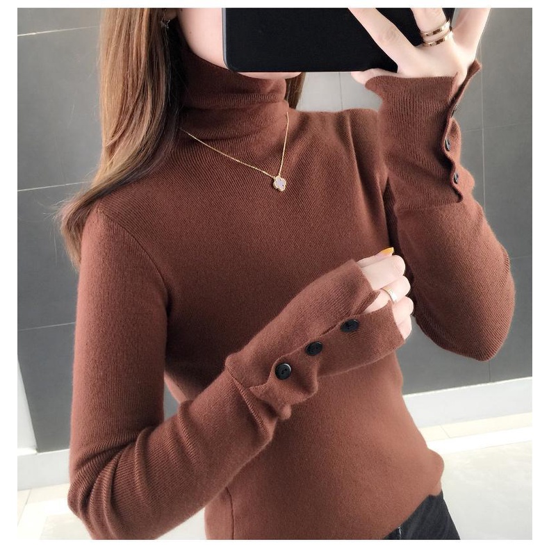 SUXI Áo Len Dài Tay Cổ Cao Thiết Kế Mới Thời Trang Mùa Thu Theo Phong Cách Hàn Quốc Cho Nữ