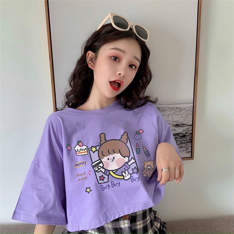 Áo thun croptop tay lỡ form rộng in hình em bé đại gia cute baby TTML0034