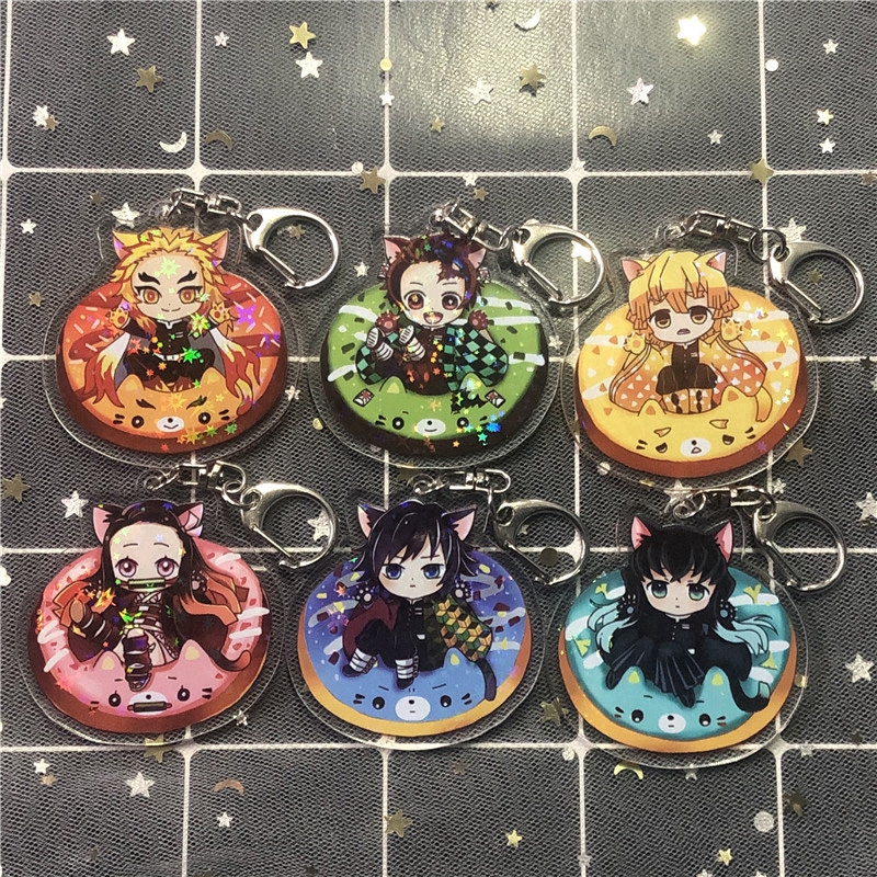 Anime Demon Slayer Kimetsu no Yaiba Keychain Brinco Blade Of Ghost Key Chains Choker Kamado Tanjirou Same Pendant Jewelry