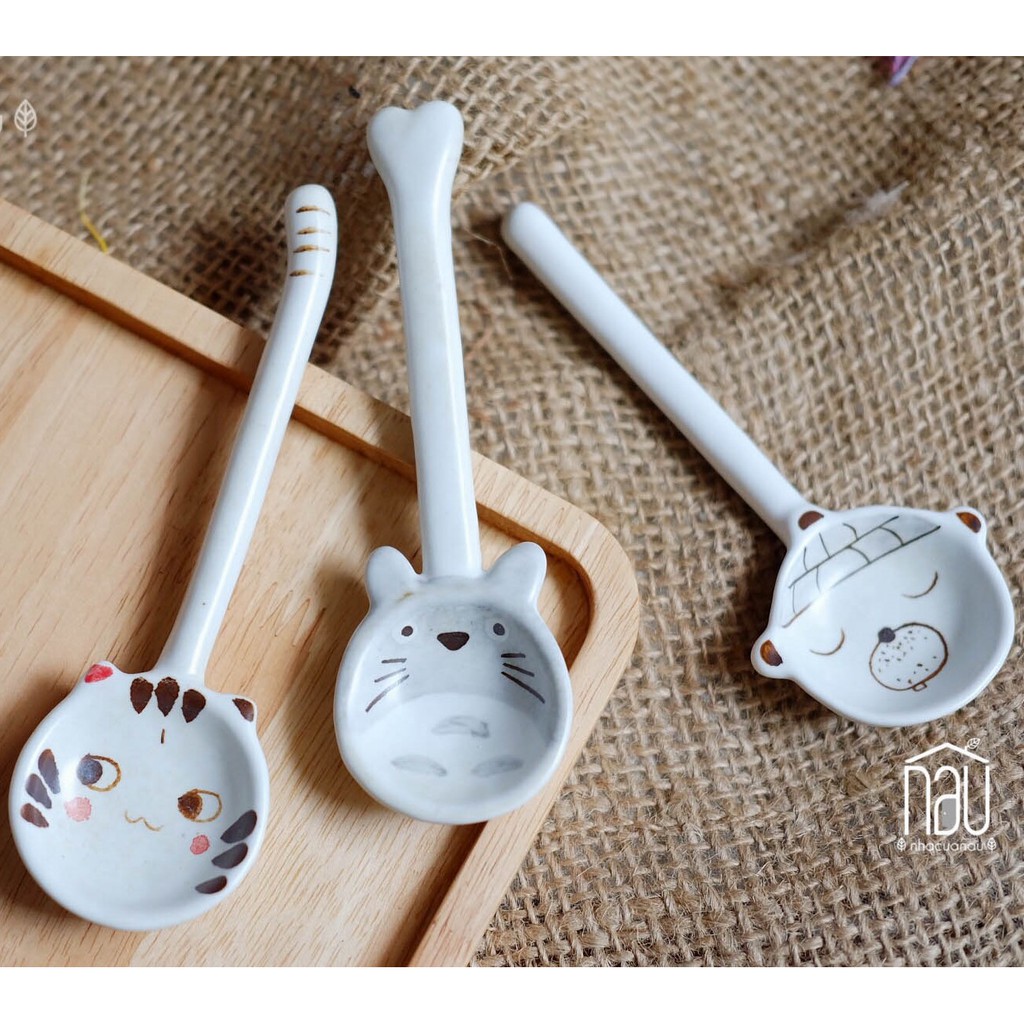 Thìa Gốm Mèo Thìa Totoro Thìa gấu xám