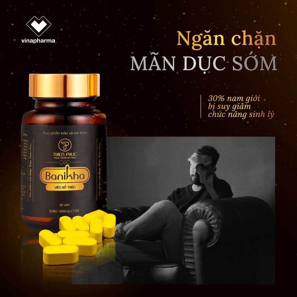 Viên bổ thận banikha Tăng cường sinh lý nam Bổ thận nam Hỗ trợ giảm đau lưng mỏi gối tiểu đêm nhiều Hộp 60 Viên