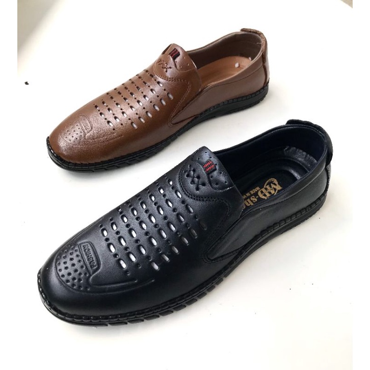 Giày lười nam da bò cao cấp, phom đẹp, có lổ thoáng nhiệt,  size từ 37-42..bảo hành 1 năm