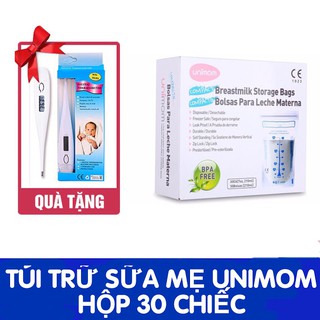 Hộp 30 túi trữ sữa mẹ unimom Compact Hàn Quốc - Tặng nhiệt kế điện tử