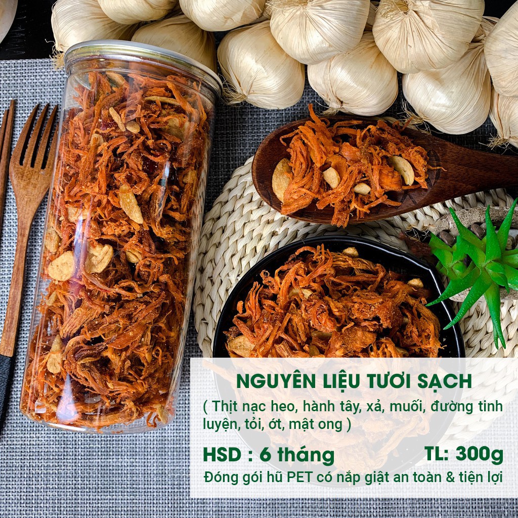 Heo khô cháy tỏi ecofood hũ 300G, lợn khô thơm ngon an toàn vệ sinh thực phẩm | BigBuy360 - bigbuy360.vn
