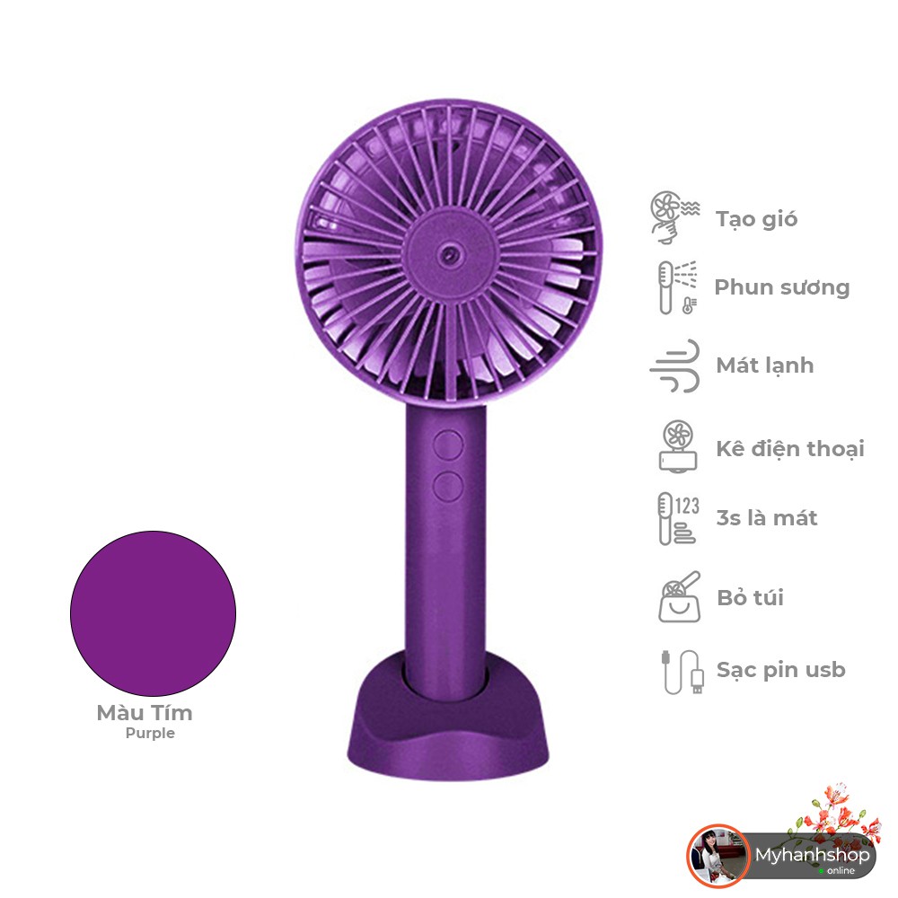 [Mã ELFLASH5 giảm 20K đơn 50K] quạt mini phun sương cầm tay pin 1800mA sạc usb chân đế để điện thoại - nhỏ gọn tiện dụng | BigBuy360 - bigbuy360.vn
