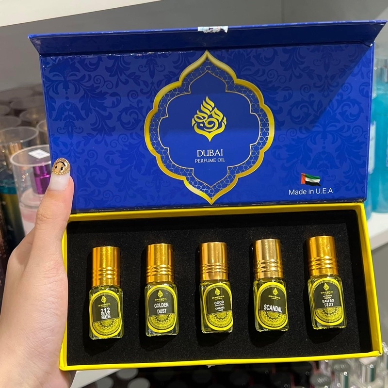 SET 5 CHAI tinh dầu nước hoa DUBAI mini dạng lăn lưu hương lâu, Hương thơm sang trọng