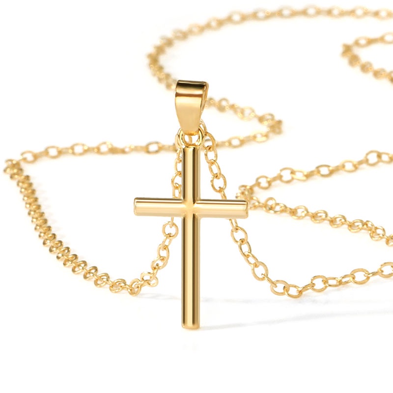 Vòng cổ chuyền chữ thập bằng thép titan phong cách đơn giản cho nam và nữ