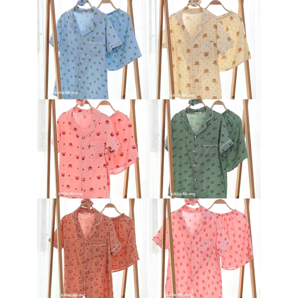 TẶNG KÈM SCRUCHIES BỘ ĐỒ NGỦ MẶC NHÀ ĐŨI HỌA TIẾT HOT HÈ 2022