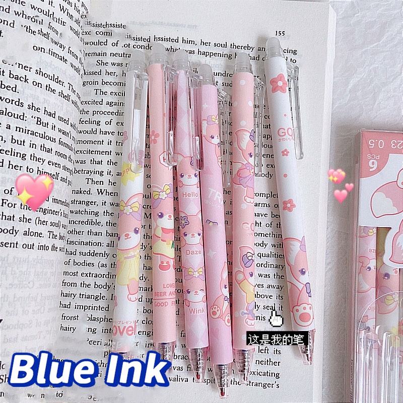 Bút Mực Gel Ngòi 0.5mm Có Thể Xóa Được In Họa Tiết Hoạt Hình Dễ Thương Cho Học Sinh