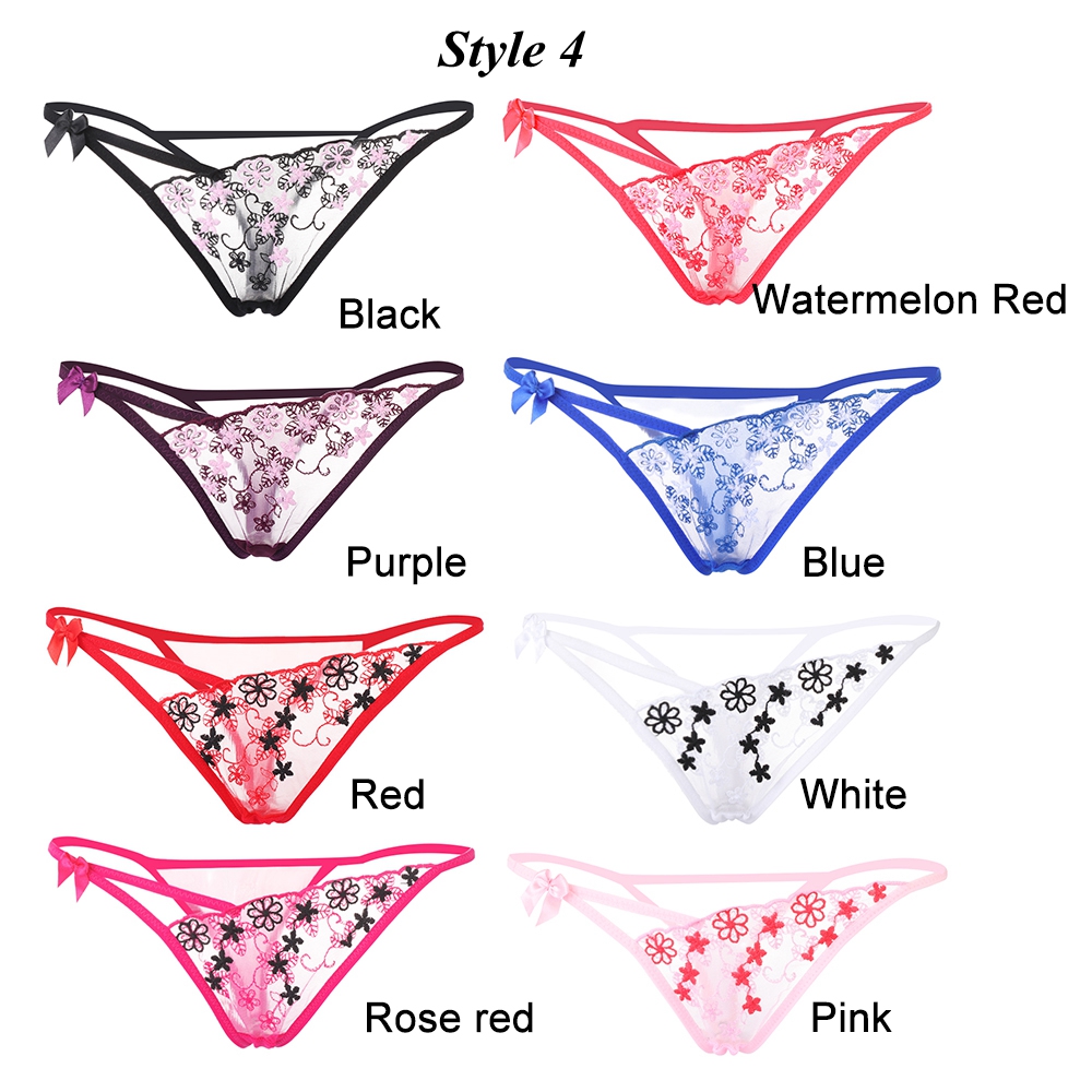 MIHAN1 Fashion Women Erotic Lingerie T-back Lace Flowers Sexy Panties Underpants Transparent Underwear Briefs Low Waist G-string