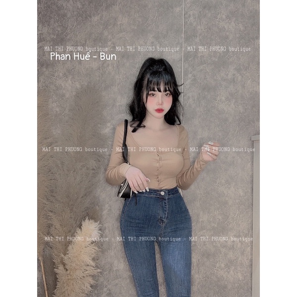 Áo bodysuit cúc bấm dài tay | BigBuy360 - bigbuy360.vn