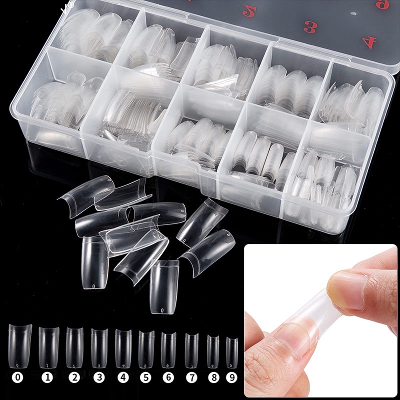 Set 100/600 móng tay giả với 10 kích thước dùng làm móng nghệ thuật