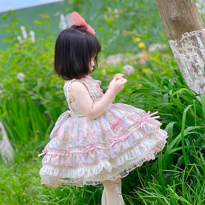 Đầm Công Chúa Lolita Vải Dệt Lót Mùa Hè Cho Bé Gái AYZZ