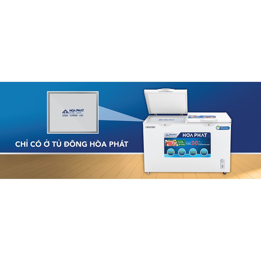 Tủ đông Hòa Phát Inverter HCFI 506S2Đ2, tủ mini 2 ngăn 205Lít - Bảo hành chính hãng 24 tháng toàn quốc
