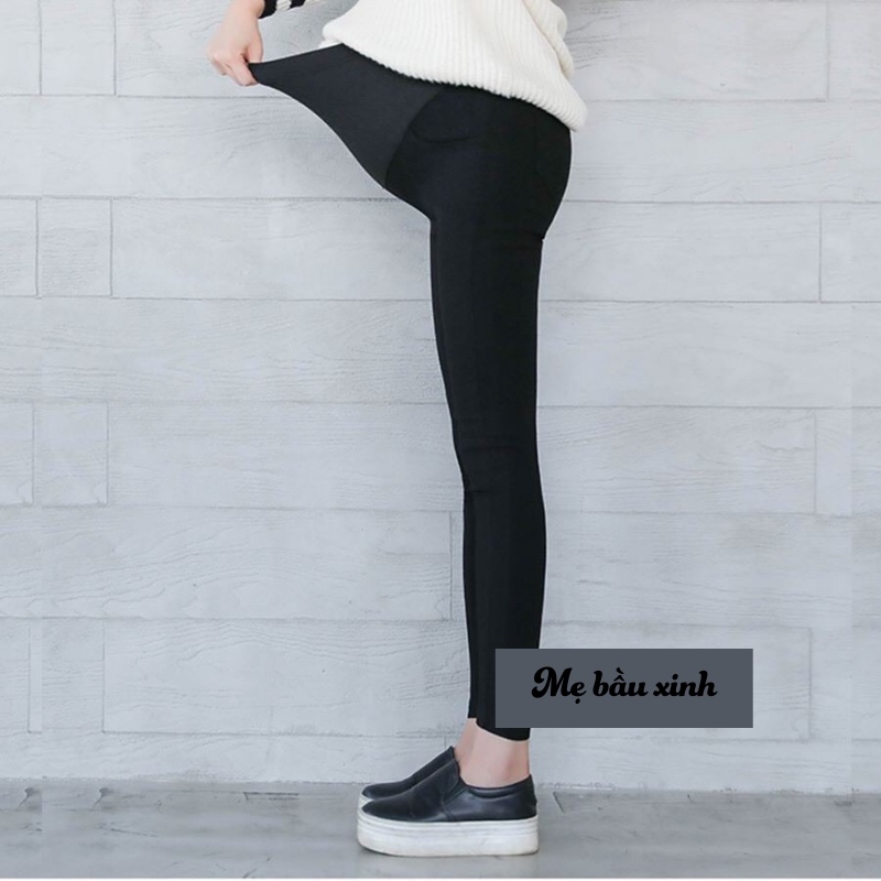 Quần legging bầu Chicmom có đáp bụng chất cotton loại 1 mềm mịn, không bai, không dão, không xù (có đủ size 40-75kg)