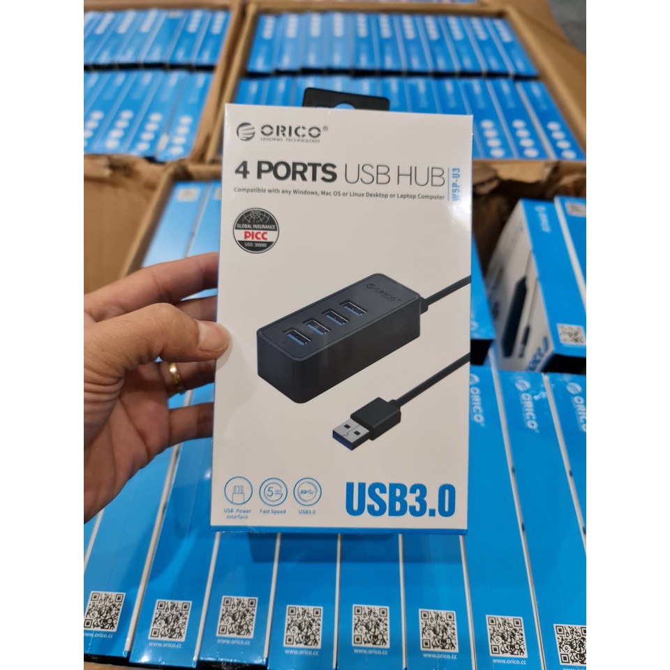 HUB USB ORICO  3.0,Bộ Chia USB 4 Cổng Orico W5P-U3 Chuẩn USB 3.0 - HUB USB 4 Port - Hàng Chính Hãng