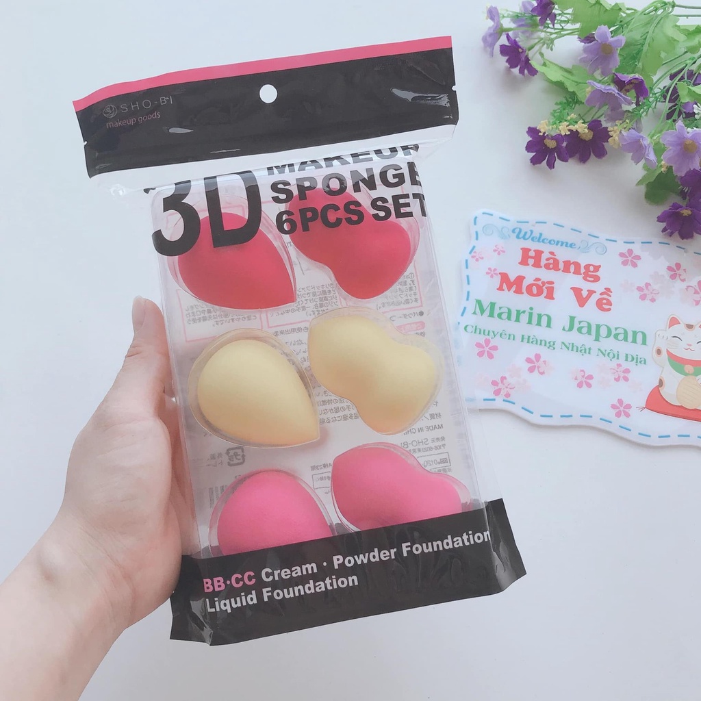 Lẻ 1 Bông tán kem nền trang điểm hồ lô 3D cao cấp Makeup Sponge Nhật Bản