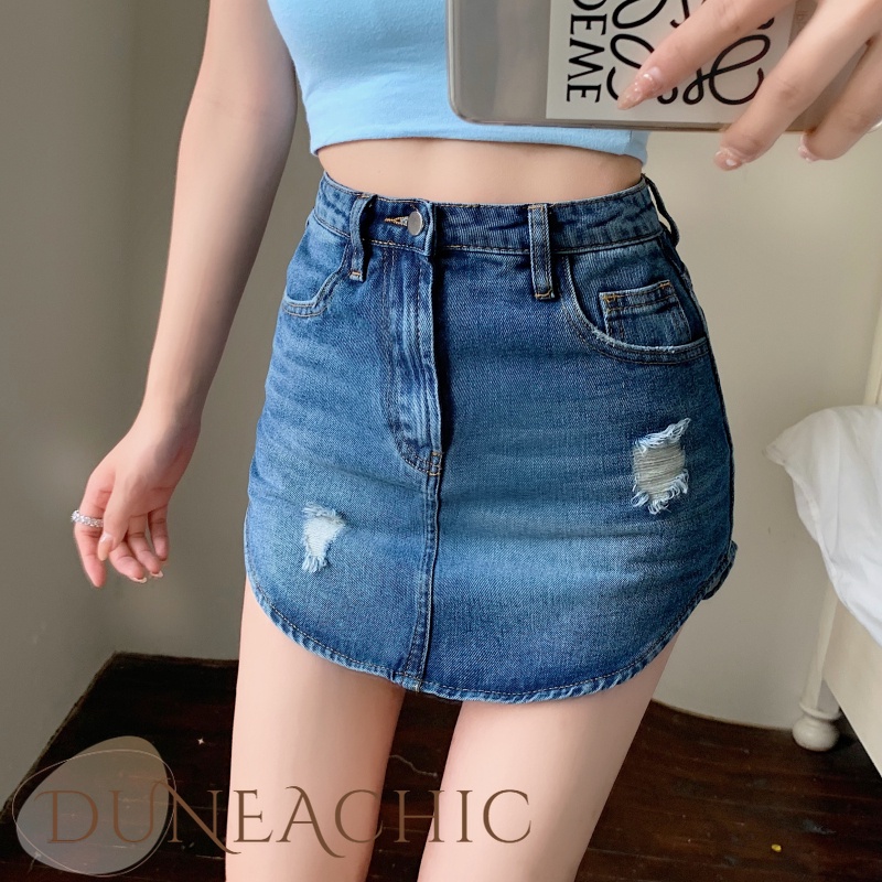 DUNEA Chân váy jean Dáng Chữ U Quyến Rũ Trẻ Trung Cho Bạn Gái