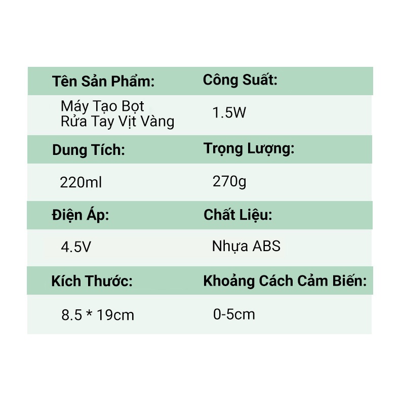 Máy Tạo Bọt Xà Phòng Rửa Tay KUNBE Hình Vịt Vàng Cảm Biến Tự Động Tiện Lợi