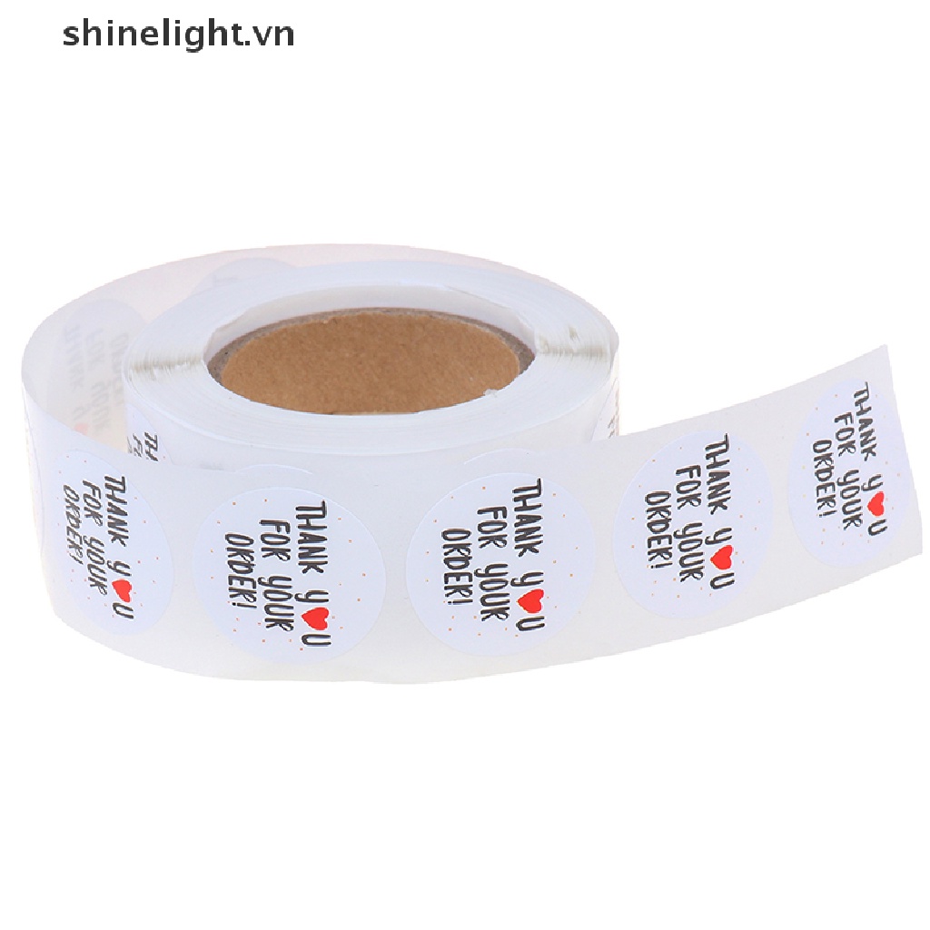 [shinelight] Set 500 Miếng Dán Tròn Cảm Ơn Bạn Cho Đặt Hàng Hóa Trái Tim Cảm Ơn [VN]