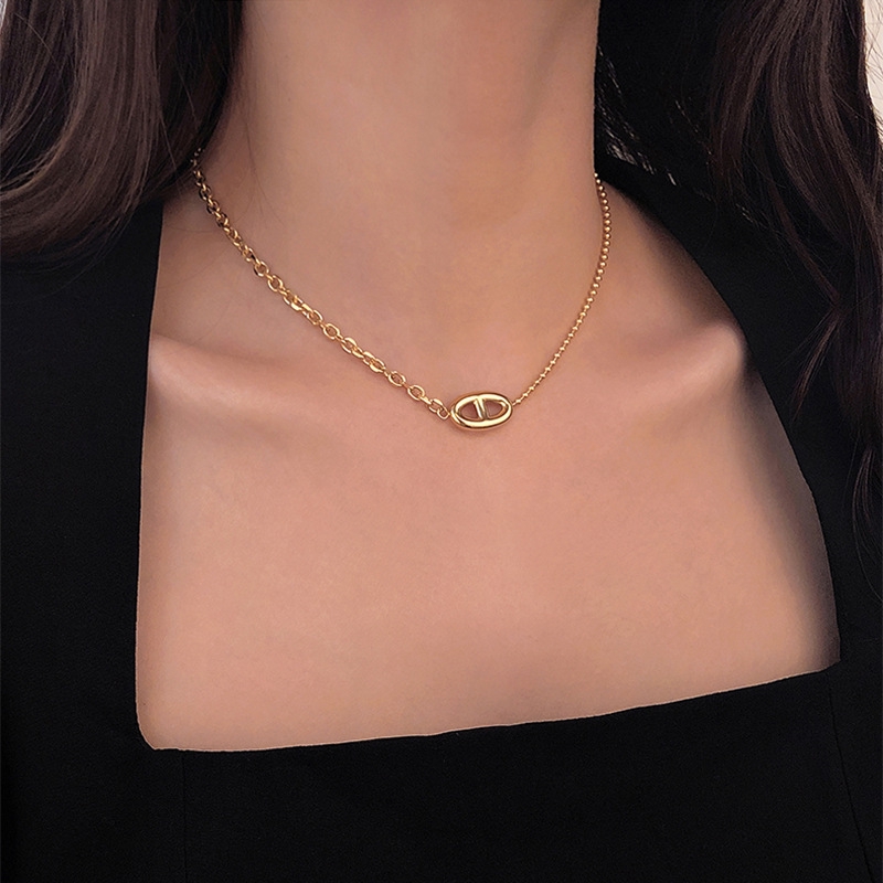 Dây chuyền mạ vàng 18K chống thấm nước không dị ứng mặt hình mũi heo dễ thương thời trang Hàn Quốc