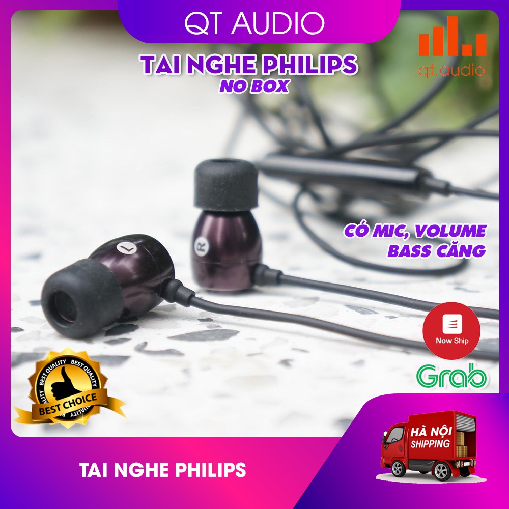 Tai nghe philip có mic, hàng mới không hộp, bass căng nghe nhạc cực hay