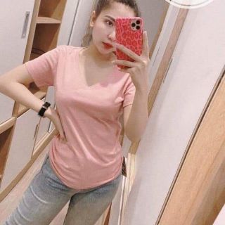 Áo cotton đũi cổ tim