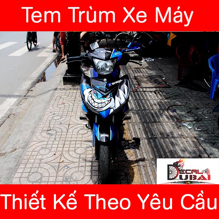 Tem Trùm Exciter 150 Cá Mập Xanh Đen Ngầu