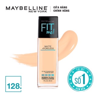 Kem Nền Mịn Lì Maybelline Fit Me Matte + Poreless Foundation 30ml màu 128 warm nude