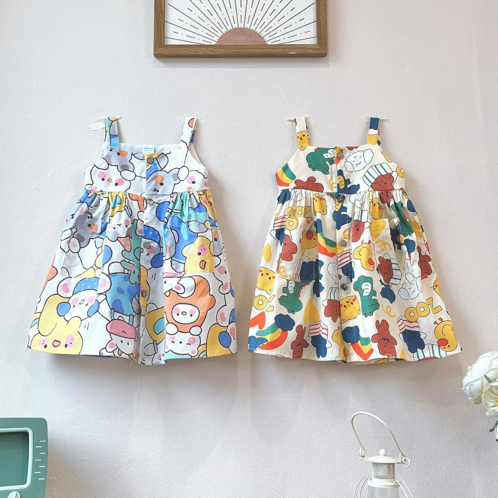 Váy hoa bé gái đầm hoa bé gái đầm hoa mùa hè đi biển cho bé