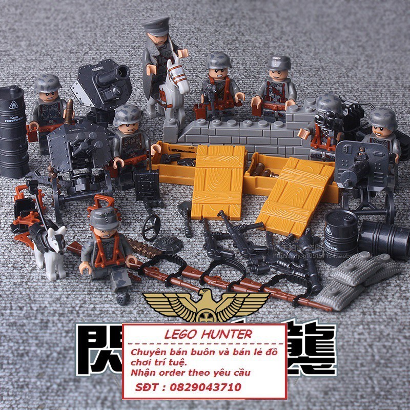 Lego Army Combo Tiểu đội Lính Nazi - Phát Xít Đức kèm khí tài trang bị D 71002