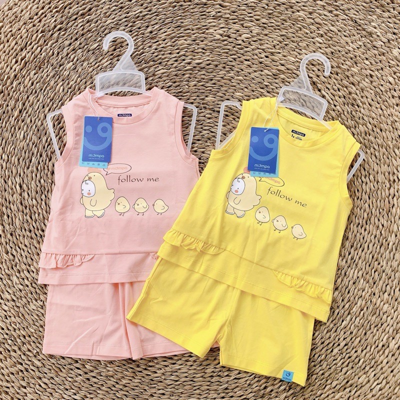 Bộ ba lỗ bèo cotton bé gái Mompa