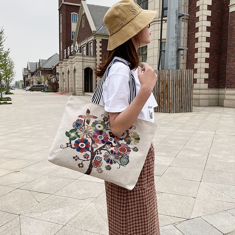 Túi xách đeo vai vải canvas kiểu dáng đơn giản